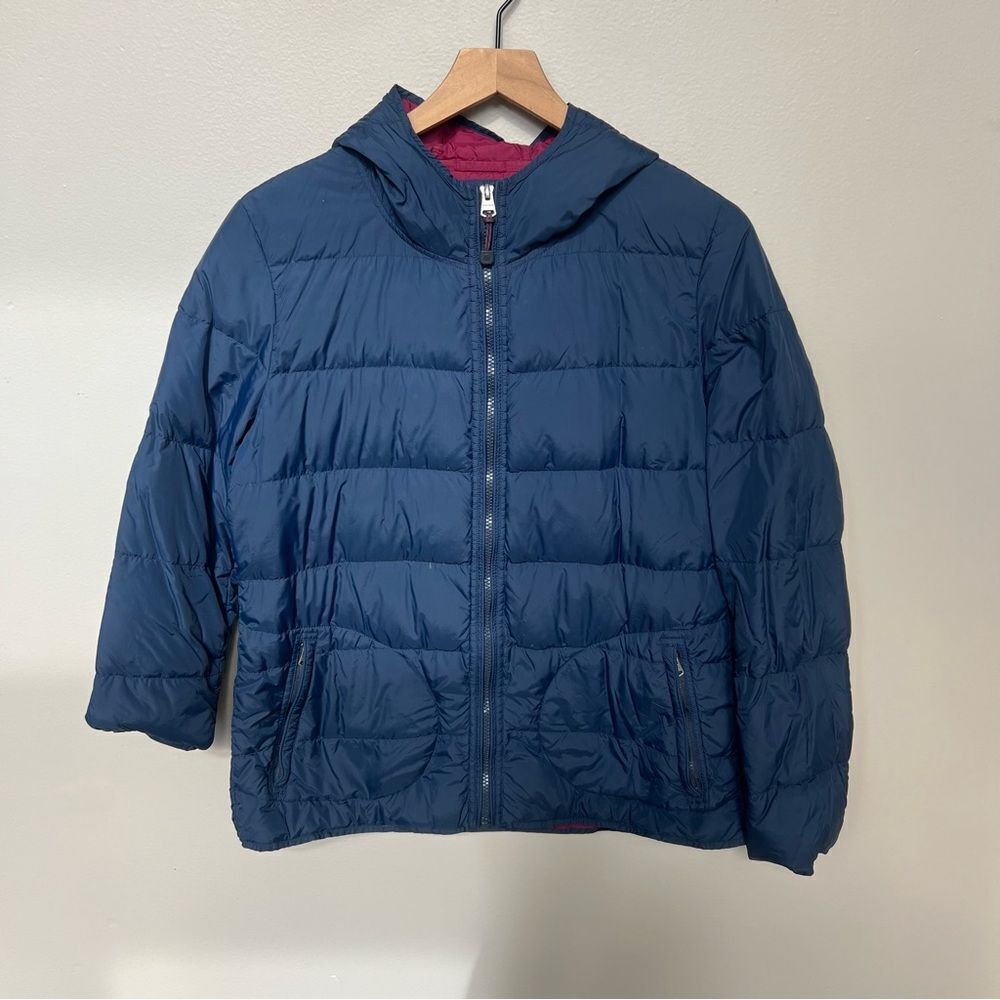 Fat Face Lightweight Puffer Coat Down Jacket Navy Burgundy Size Medium